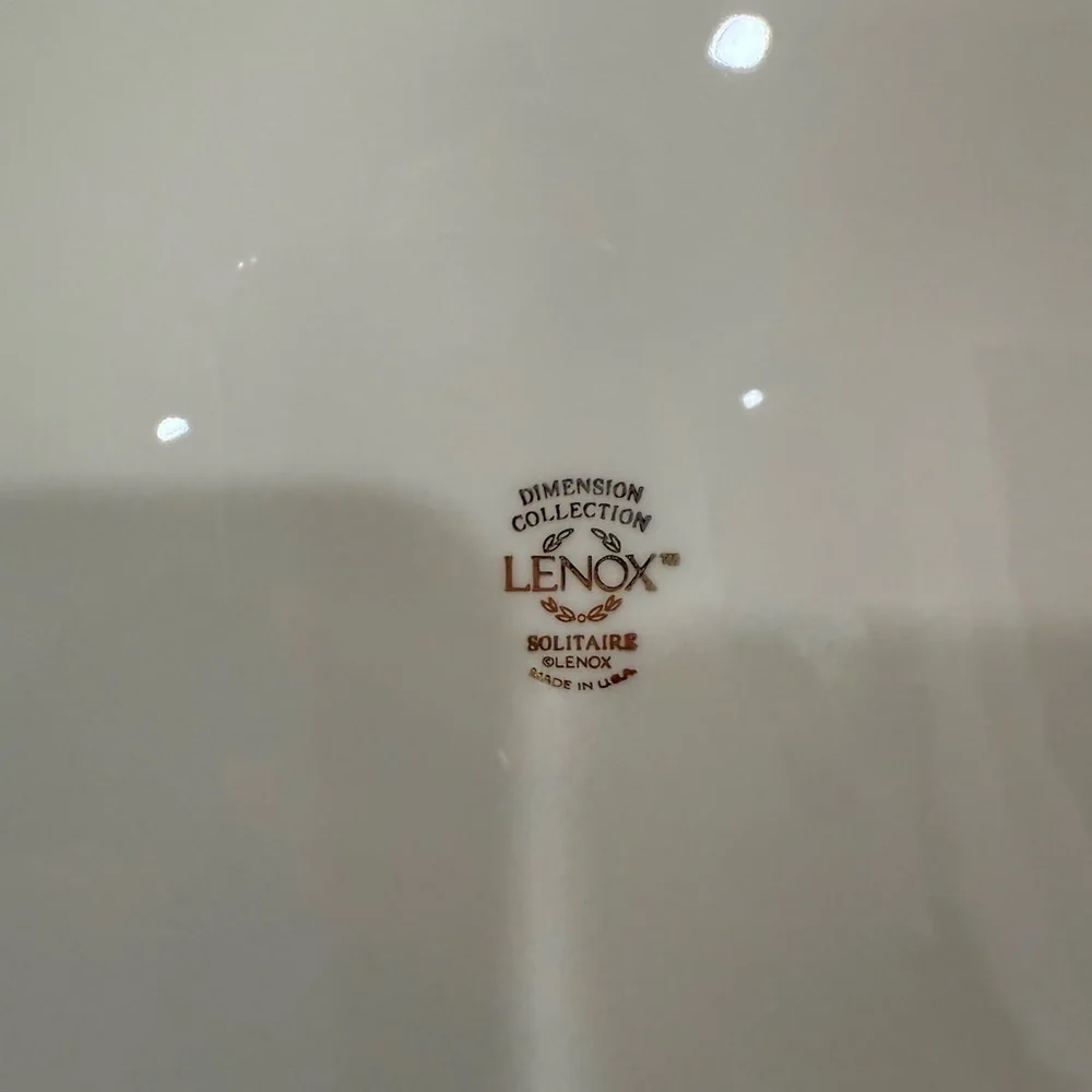 Lenox Dimension Collection Solitaire Ivory Dinner Plates w/ Platinum Band x 2